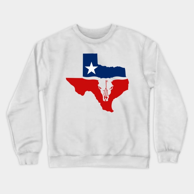 Texas Longhorn Skull With State Flag Crewneck Sweatshirt by TextTees